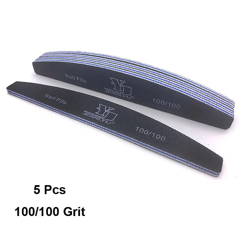 5Pcs Nail File Set Mix Color Professional Sandpaper Cuticle Remover 80/100/150/180/240 Grit Buffer Manicure Tool Kit