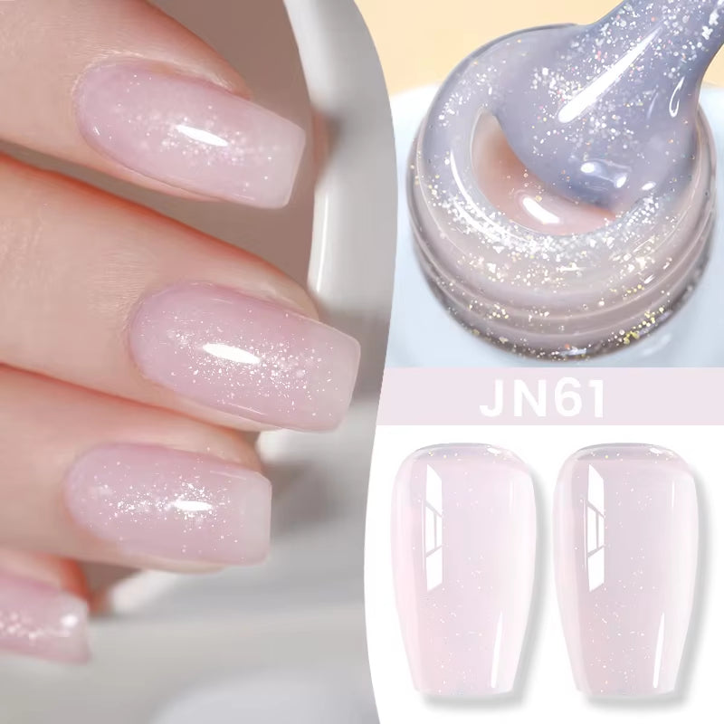 Jelly Nude Gel Nail Polish 10Ml Light Pink Peach Translucent Color UV Light Cure Gel Varnish Nail Art DIY at Home