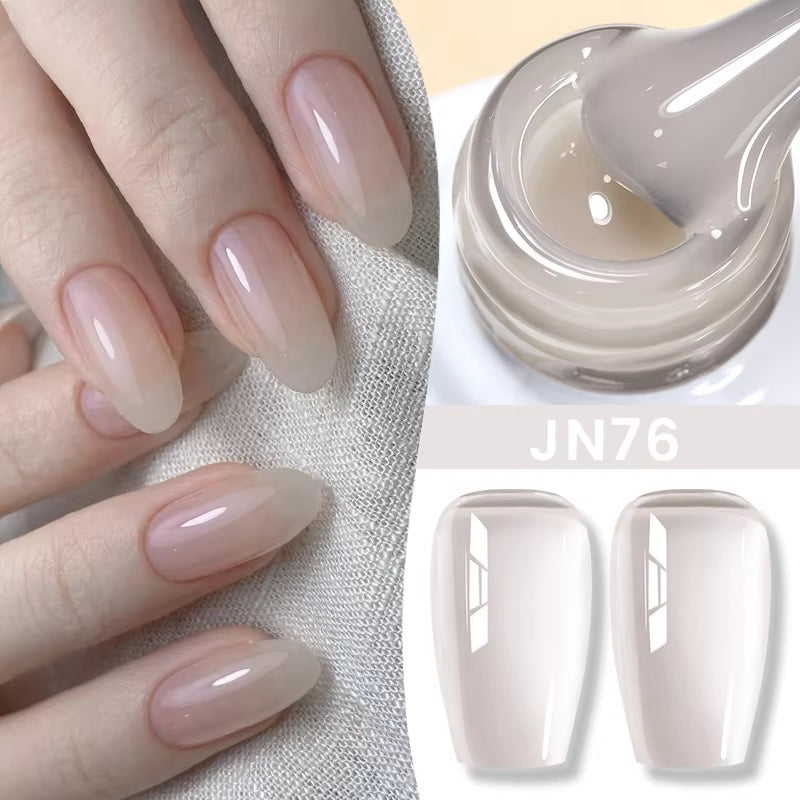 Jelly Nude Gel Nail Polish 10Ml Light Pink Peach Translucent Color UV Light Cure Gel Varnish Nail Art DIY at Home