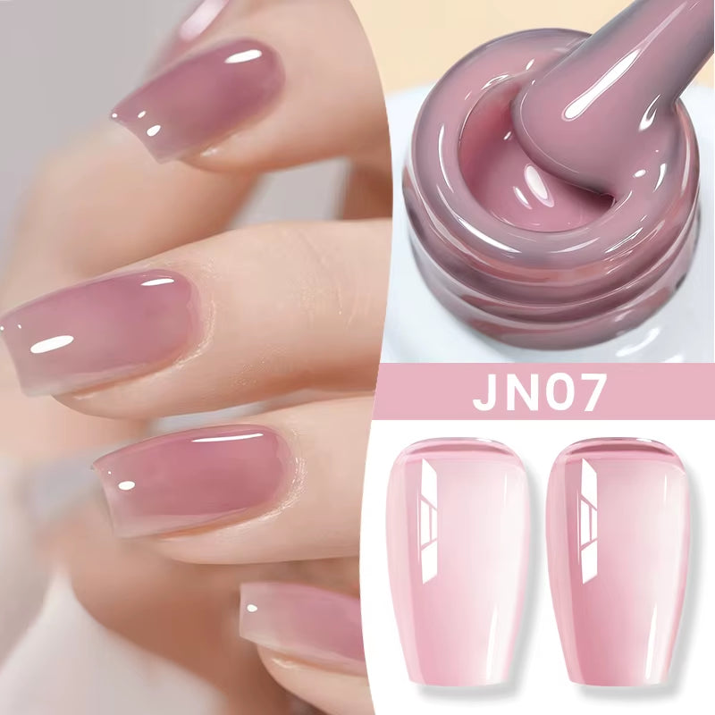 Jelly Nude Gel Nail Polish 10Ml Light Pink Peach Translucent Color UV Light Cure Gel Varnish Nail Art DIY at Home