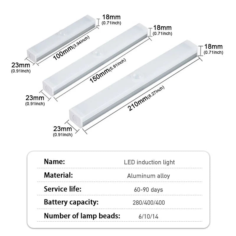Car Sensor Light for Floor Trunk Hood USB Rechargeable Automatic Induction Light Bar Magnetic Maual/Sensing Mode Lamp