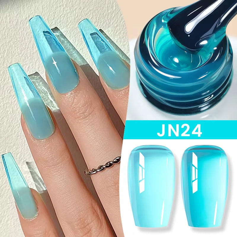 Jelly Nude Gel Nail Polish 10Ml Light Pink Peach Translucent Color UV Light Cure Gel Varnish Nail Art DIY at Home