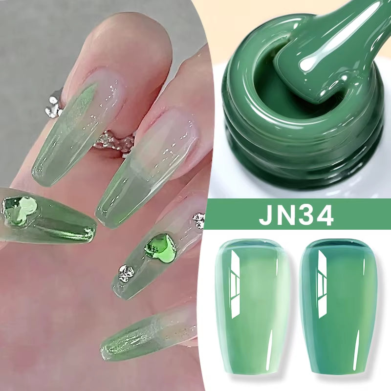 Jelly Nude Gel Nail Polish 10Ml Light Pink Peach Translucent Color UV Light Cure Gel Varnish Nail Art DIY at Home