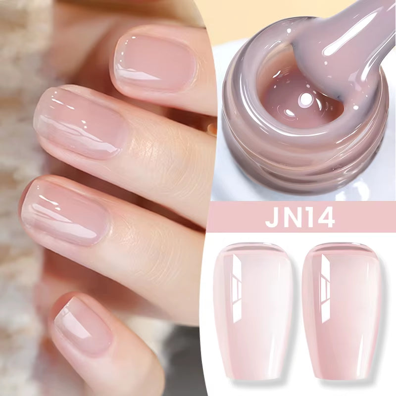 Jelly Nude Gel Nail Polish 10Ml Light Pink Peach Translucent Color UV Light Cure Gel Varnish Nail Art DIY at Home