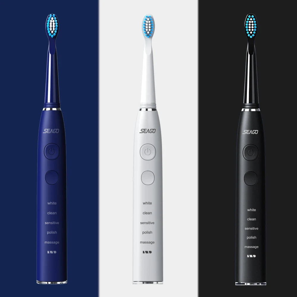 Electric Toothbrush USB Rechargeable Adult 360 Days Long Battery Life IPX7 4 Replacement Heads Travel Box SG-575
