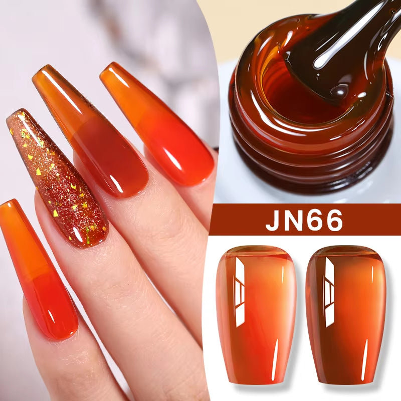 Jelly Nude Gel Nail Polish 10Ml Light Pink Peach Translucent Color UV Light Cure Gel Varnish Nail Art DIY at Home