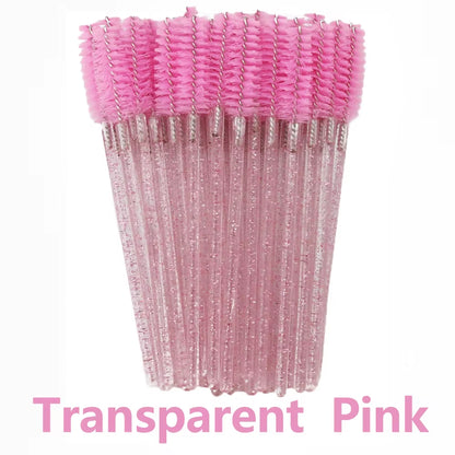 50Pcs Disposable Eyelash Brush Soft Head Crystal Eyebrow Brush Lash Extension Brush Mascara Wand Makeup Tool