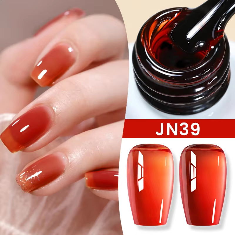 Jelly Nude Gel Nail Polish 10Ml Light Pink Peach Translucent Color UV Light Cure Gel Varnish Nail Art DIY at Home