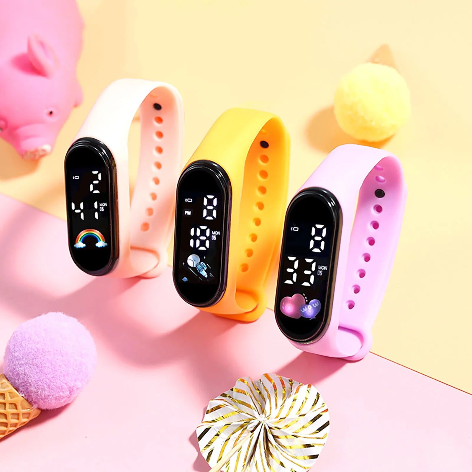 Kawaii Smart Watch for Kids Fashion Outdoor Waterproof Sports Kids' Watches Boy Girls Digital Watches Silicone Montre Enfant