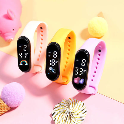 Kawaii Smart Watch for Kids Fashion Outdoor Waterproof Sports Kids' Watches Boy Girls Digital Watches Silicone Montre Enfant
