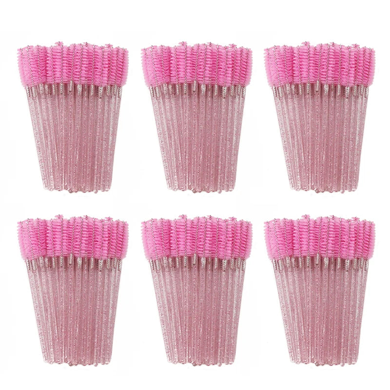 50Pcs Disposable Eyelash Brush Soft Head Crystal Eyebrow Brush Lash Extension Brush Mascara Wand Makeup Tool