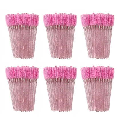 50Pcs Disposable Eyelash Brush Soft Head Crystal Eyebrow Brush Lash Extension Brush Mascara Wand Makeup Tool