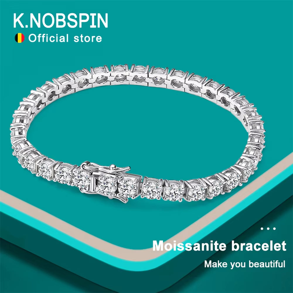 D VVS1 Moissanite Tennis Bracelet Original S925 Sterling Silver Plated 18K White Gold with GRA Bracelets for Women Man