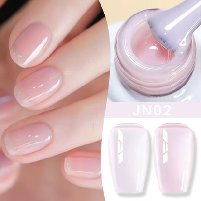 Jelly Nude Gel Nail Polish 10Ml Light Pink Peach Translucent Color UV Light Cure Gel Varnish Nail Art DIY at Home