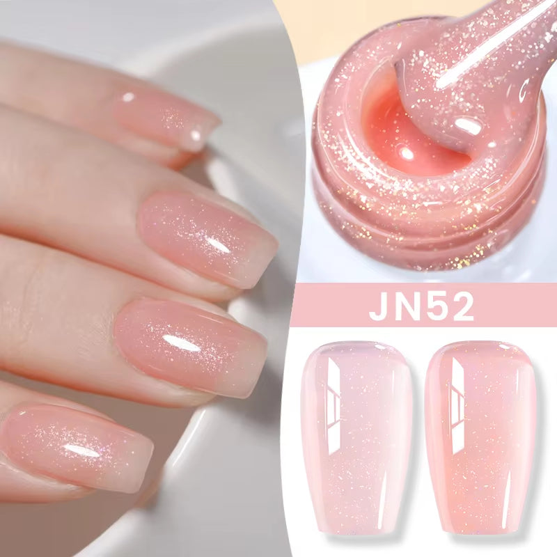 Jelly Nude Gel Nail Polish 10Ml Light Pink Peach Translucent Color UV Light Cure Gel Varnish Nail Art DIY at Home