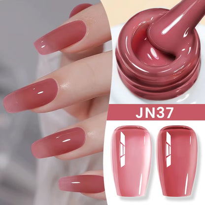 Jelly Nude Gel Nail Polish 10Ml Light Pink Peach Translucent Color UV Light Cure Gel Varnish Nail Art DIY at Home