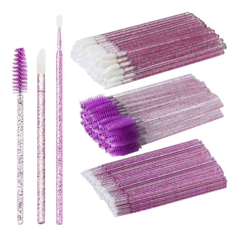 50Pcs Disposable Eyelash Brush Soft Head Crystal Eyebrow Brush Lash Extension Brush Mascara Wand Makeup Tool