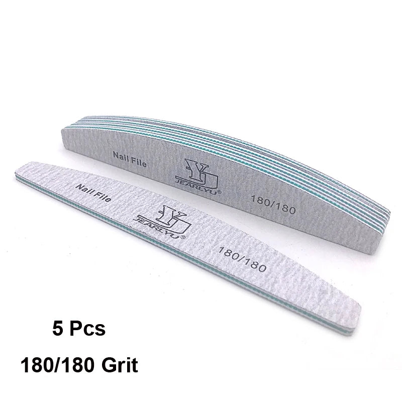 5Pcs Nail File Set Mix Color Professional Sandpaper Cuticle Remover 80/100/150/180/240 Grit Buffer Manicure Tool Kit