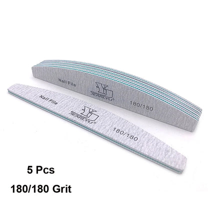 5Pcs Nail File Set Mix Color Professional Sandpaper Cuticle Remover 80/100/150/180/240 Grit Buffer Manicure Tool Kit