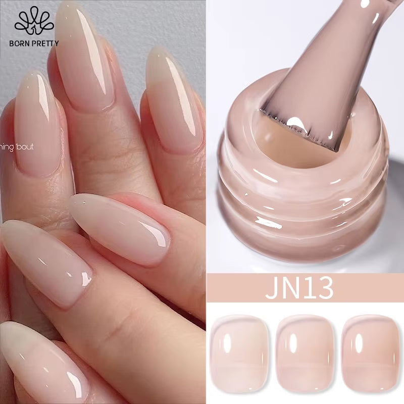 Jelly Nude Gel Nail Polish 10Ml Light Pink Peach Translucent Color UV Light Cure Gel Varnish Nail Art DIY at Home