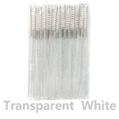 50Pcs Disposable Eyelash Brush Soft Head Crystal Eyebrow Brush Lash Extension Brush Mascara Wand Makeup Tool