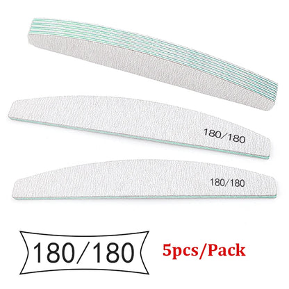 5Pcs Nail File Set Mix Color Professional Sandpaper Cuticle Remover 80/100/150/180/240 Grit Buffer Manicure Tool Kit