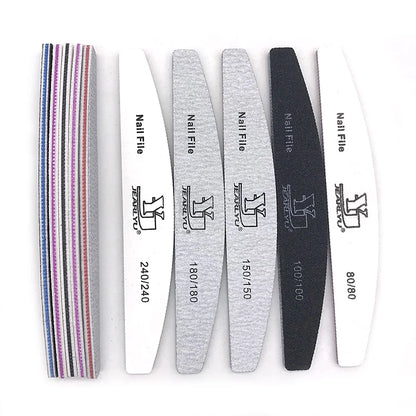 5Pcs Nail File Set Mix Color Professional Sandpaper Cuticle Remover 80/100/150/180/240 Grit Buffer Manicure Tool Kit