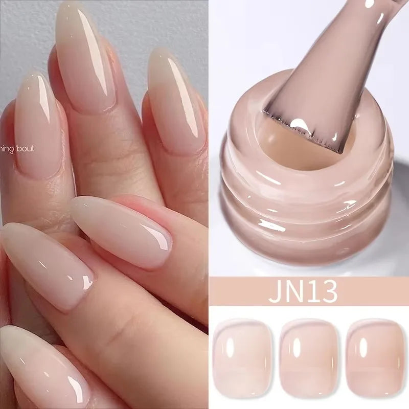 Jelly Nude Gel Nail Polish 10Ml Light Pink Peach Translucent Color UV Light Cure Gel Varnish Nail Art DIY at Home