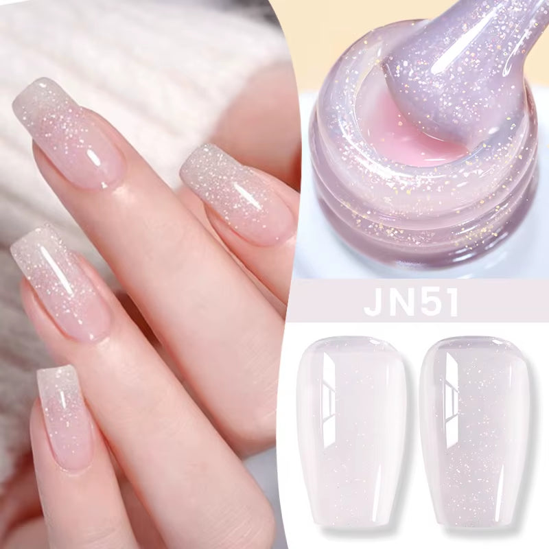 Jelly Nude Gel Nail Polish 10Ml Light Pink Peach Translucent Color UV Light Cure Gel Varnish Nail Art DIY at Home
