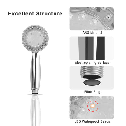 LED Shower Head W/ Handheld Shower Head High Pressure W/ Water Temperature
