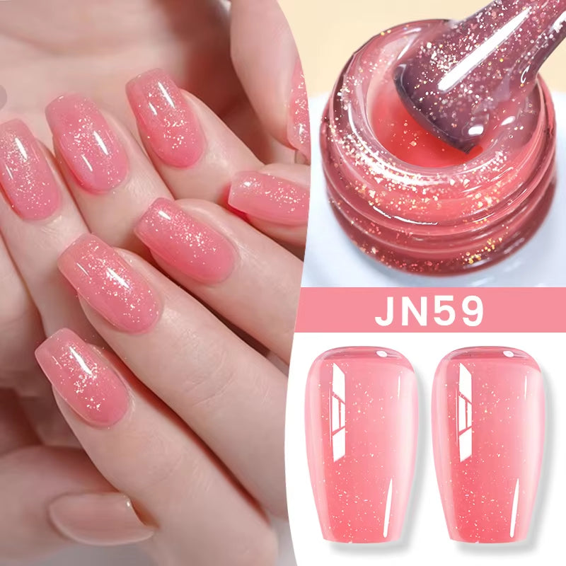 Jelly Nude Gel Nail Polish 10Ml Light Pink Peach Translucent Color UV Light Cure Gel Varnish Nail Art DIY at Home