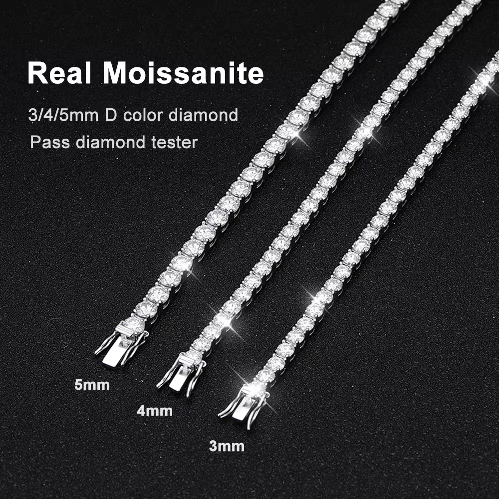 D VVS1 Moissanite Tennis Bracelet Original S925 Sterling Silver Plated 18K White Gold with GRA Bracelets for Women Man