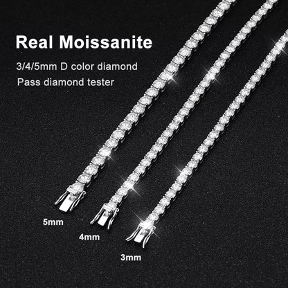 D VVS1 Moissanite Tennis Bracelet Original S925 Sterling Silver Plated 18K White Gold with GRA Bracelets for Women Man