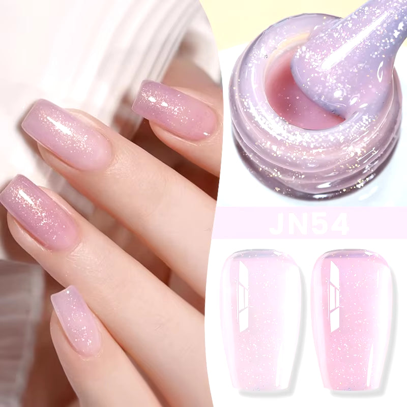 Jelly Nude Gel Nail Polish 10Ml Light Pink Peach Translucent Color UV Light Cure Gel Varnish Nail Art DIY at Home