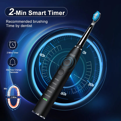 Electric Toothbrush USB Rechargeable Adult 360 Days Long Battery Life IPX7 4 Replacement Heads Travel Box SG-575