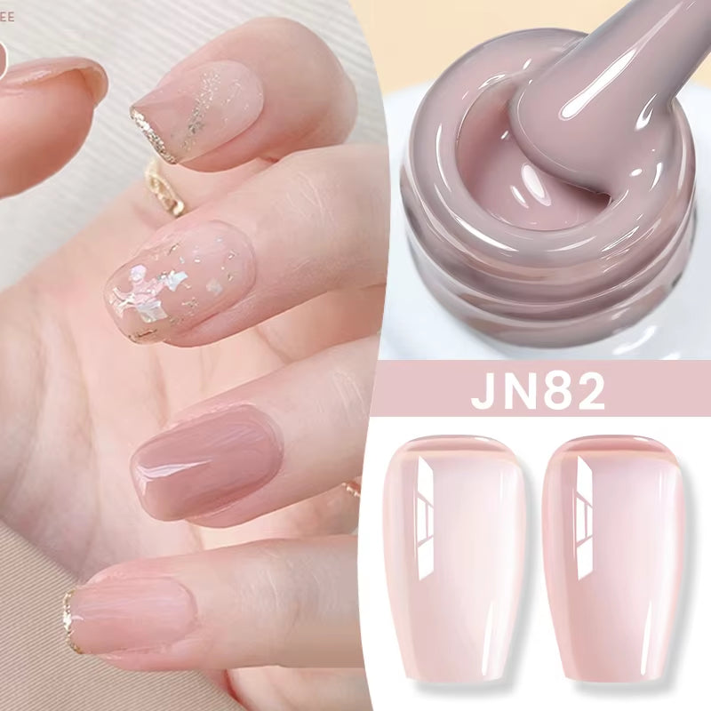 Jelly Nude Gel Nail Polish 10Ml Light Pink Peach Translucent Color UV Light Cure Gel Varnish Nail Art DIY at Home
