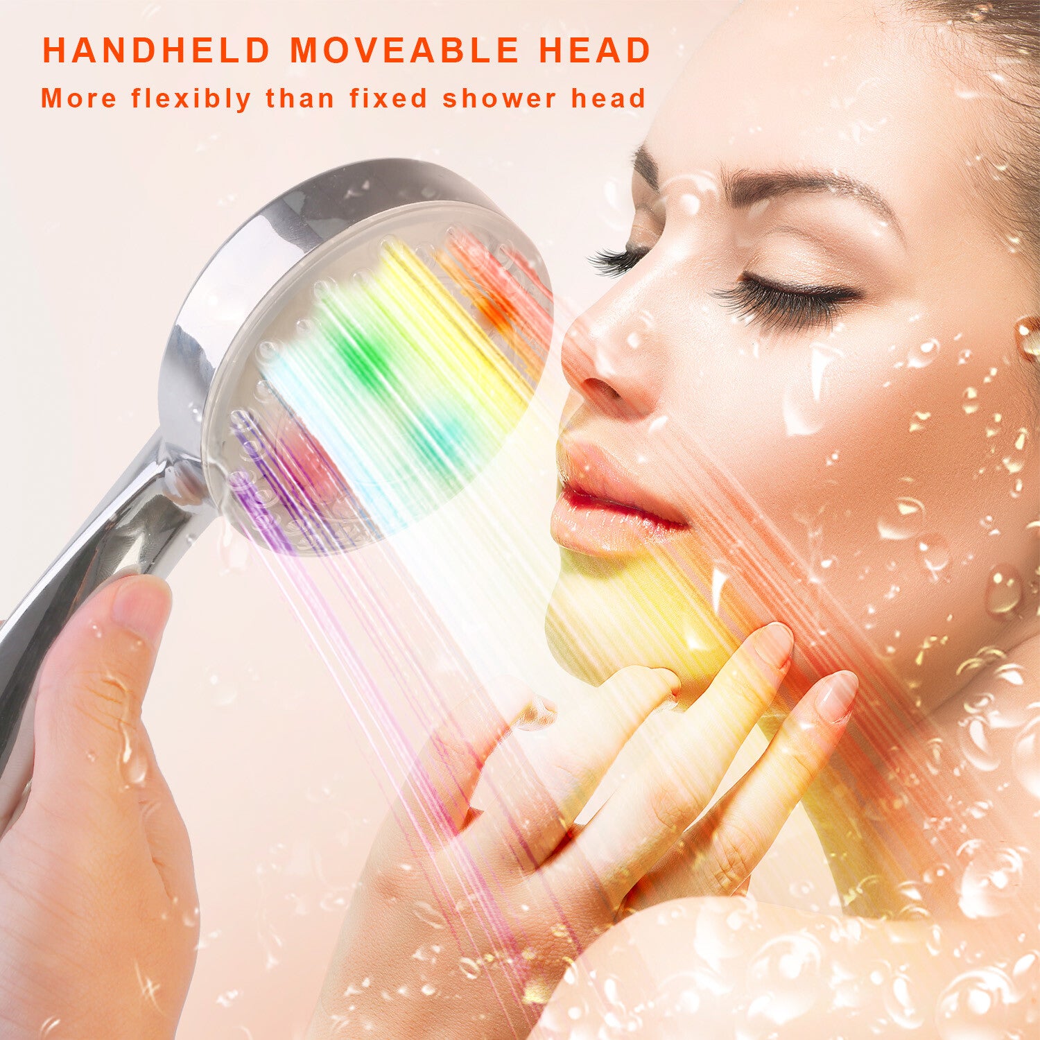 LED Shower Head W/ Handheld Shower Head High Pressure W/ Water Temperature