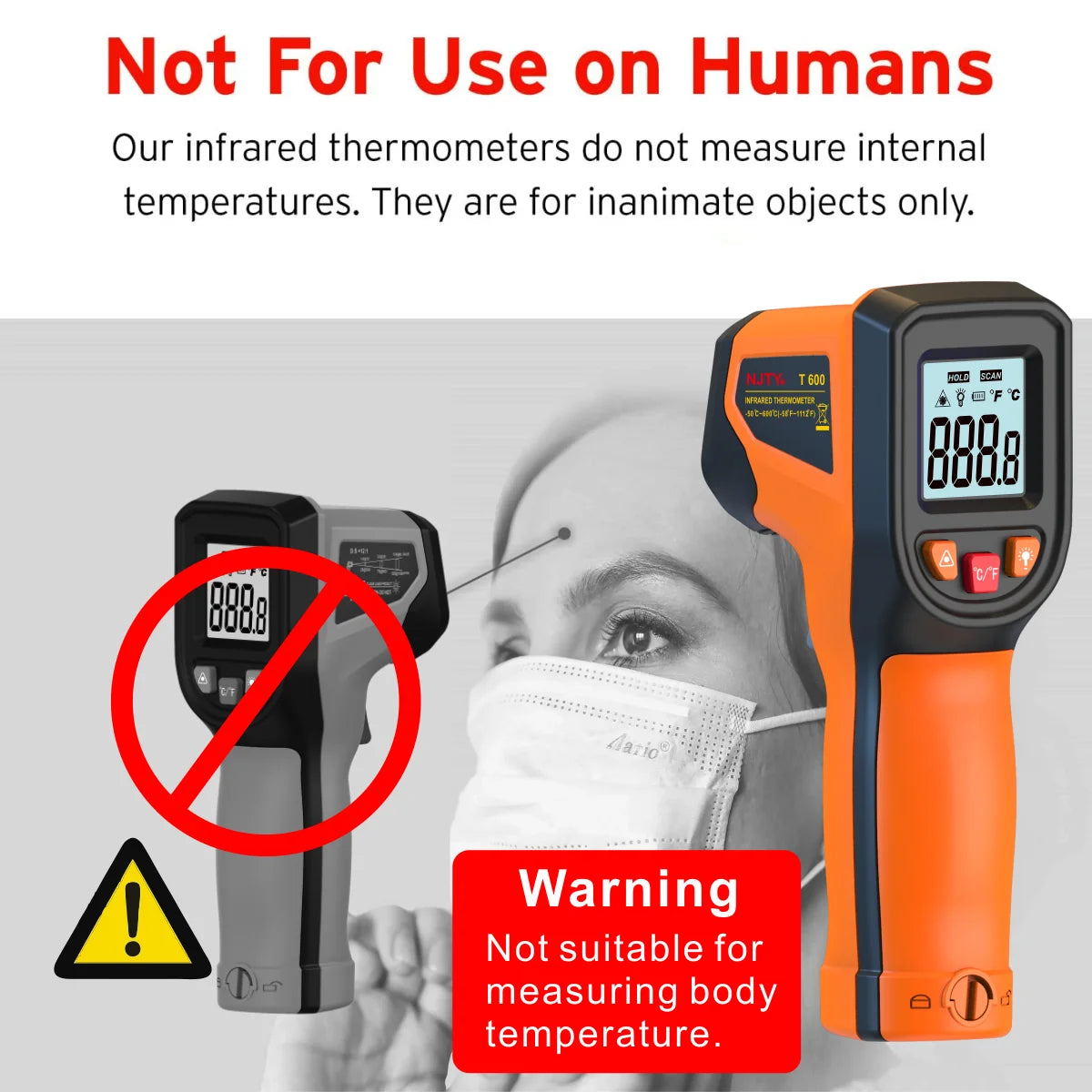 T600 Infrared Thermometer Handheld Heat Temperature for Cooking Tester Pizza Oven Grill & Engine - Laser Surface Temp Read