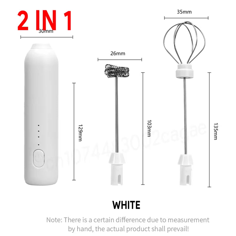 Wireless Milk Frother Electric Type-C Handheld Blender Stainless Steel Mini Coffee Maker Whisk Mixer for Coffee Cappuccino Cream