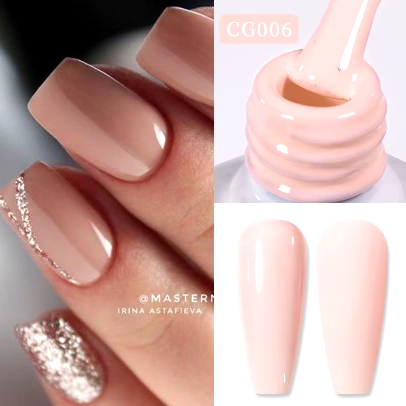 Jelly Nude Gel Nail Polish 10Ml Light Pink Peach Translucent Color UV Light Cure Gel Varnish Nail Art DIY at Home