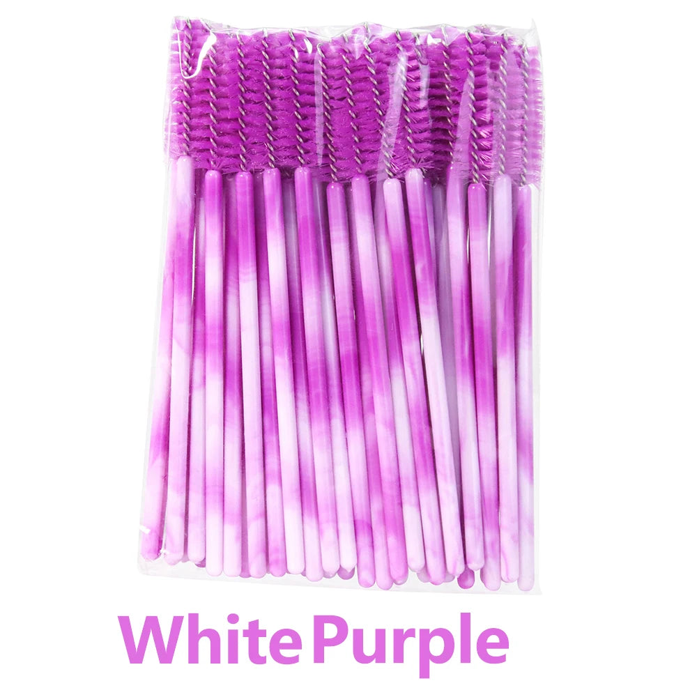 50Pcs Disposable Eyelash Brush Soft Head Crystal Eyebrow Brush Lash Extension Brush Mascara Wand Makeup Tool