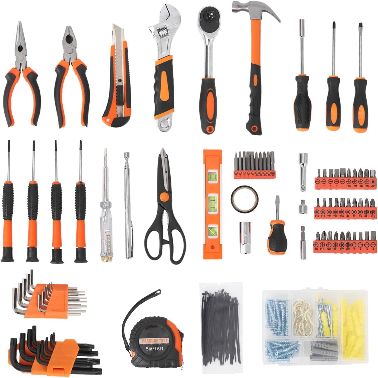247 Piece Tool Set, General Home/Auto Repair Tool Kit, Combination Package Mixed Tool Set Hand Tool Kit with Plastic Toolbox Storage Case