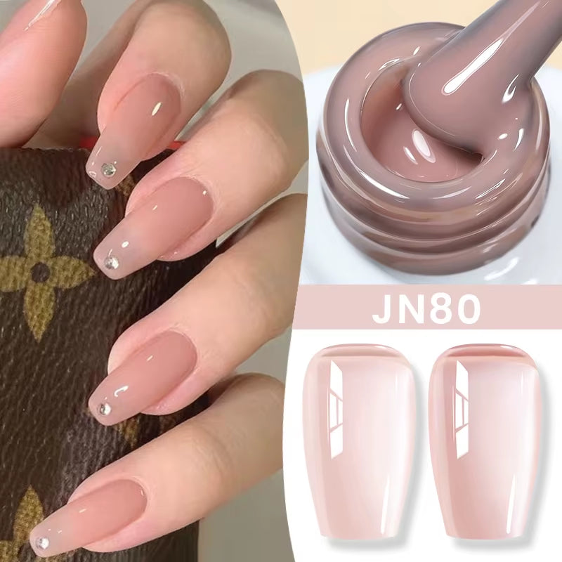Jelly Nude Gel Nail Polish 10Ml Light Pink Peach Translucent Color UV Light Cure Gel Varnish Nail Art DIY at Home