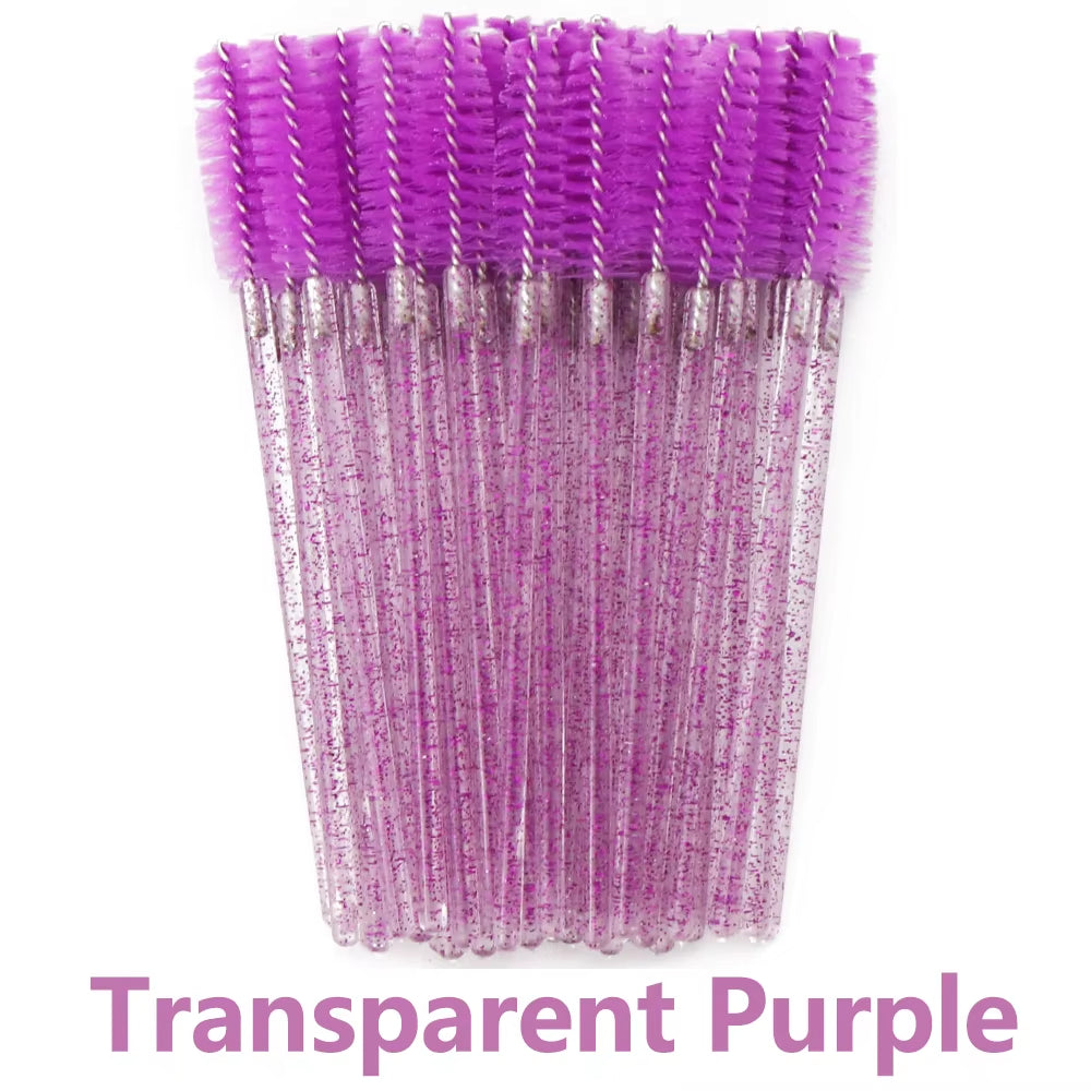 50Pcs Disposable Eyelash Brush Soft Head Crystal Eyebrow Brush Lash Extension Brush Mascara Wand Makeup Tool