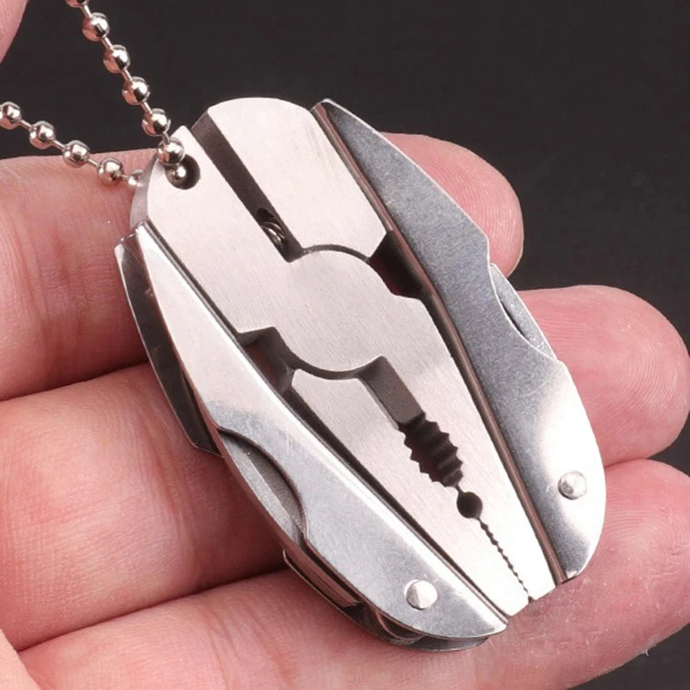 Portable Stainless Steel Multi-Tool Pliers Screwdriver Keychain Travel Kits Perfect for Outdoor Use