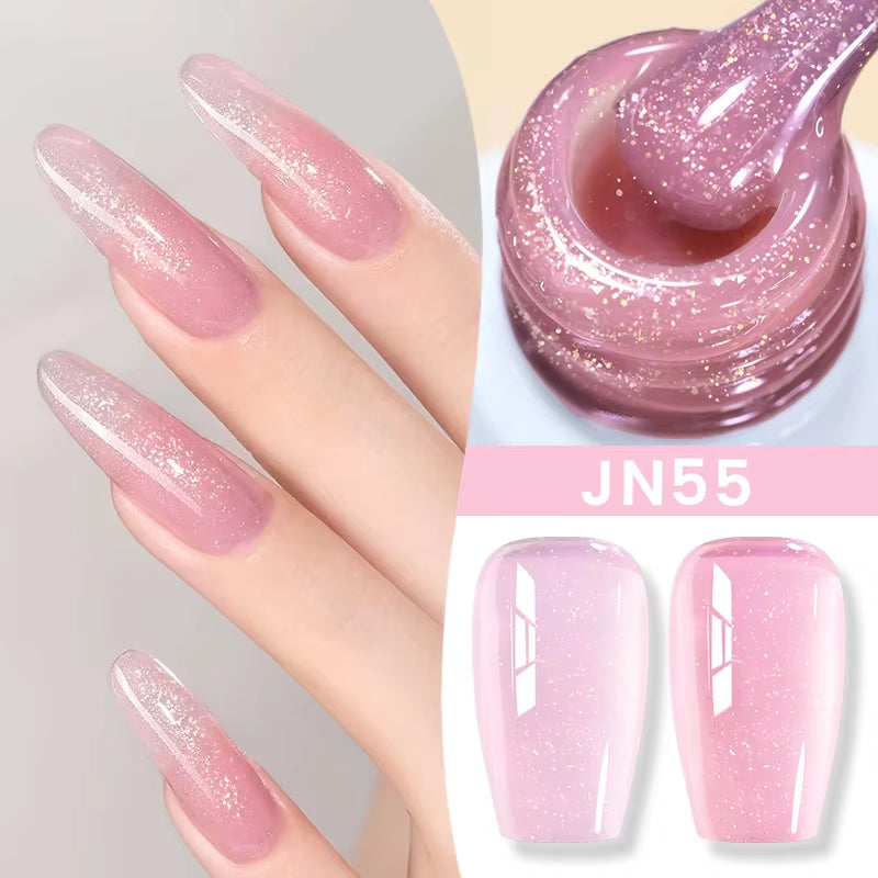 Jelly Nude Gel Nail Polish 10Ml Light Pink Peach Translucent Color UV Light Cure Gel Varnish Nail Art DIY at Home