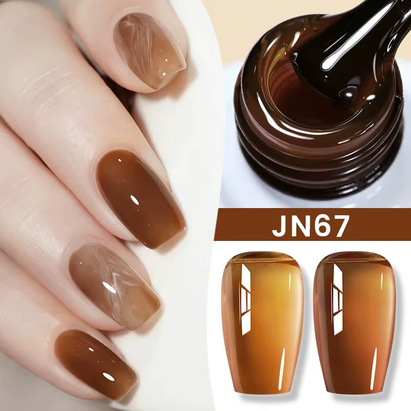 Jelly Nude Gel Nail Polish 10Ml Light Pink Peach Translucent Color UV Light Cure Gel Varnish Nail Art DIY at Home