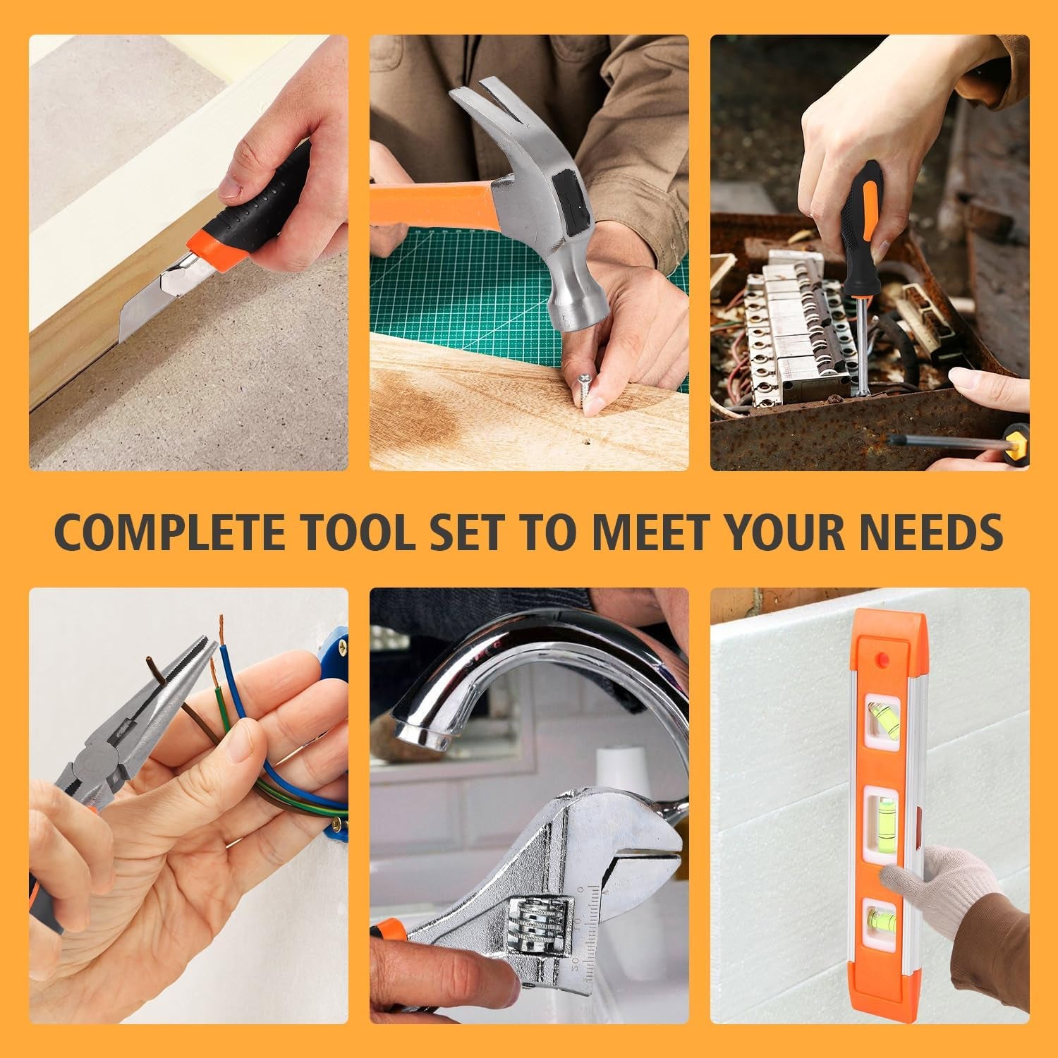 247 Piece Tool Set, General Home/Auto Repair Tool Kit, Combination Package Mixed Tool Set Hand Tool Kit with Plastic Toolbox Storage Case