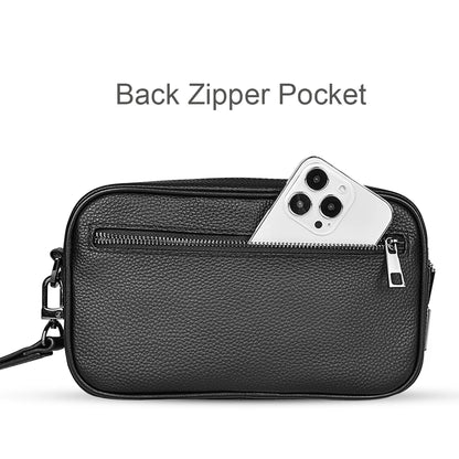 Genuine Leather Fingerprint Lock Pouch Fashion Storage Bag for Iphone Cable Waterproof Organize Bag for Power Bank Gadgets
