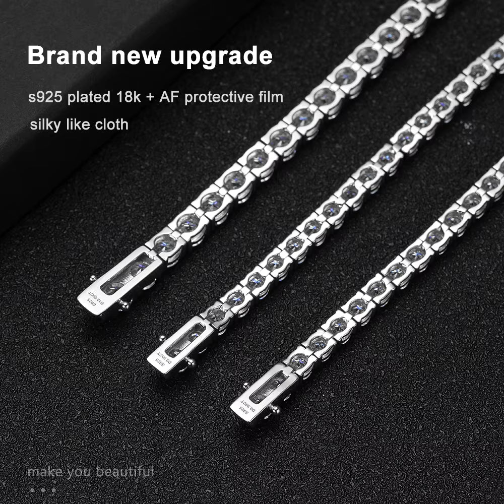 D VVS1 Moissanite Tennis Bracelet Original S925 Sterling Silver Plated 18K White Gold with GRA Bracelets for Women Man